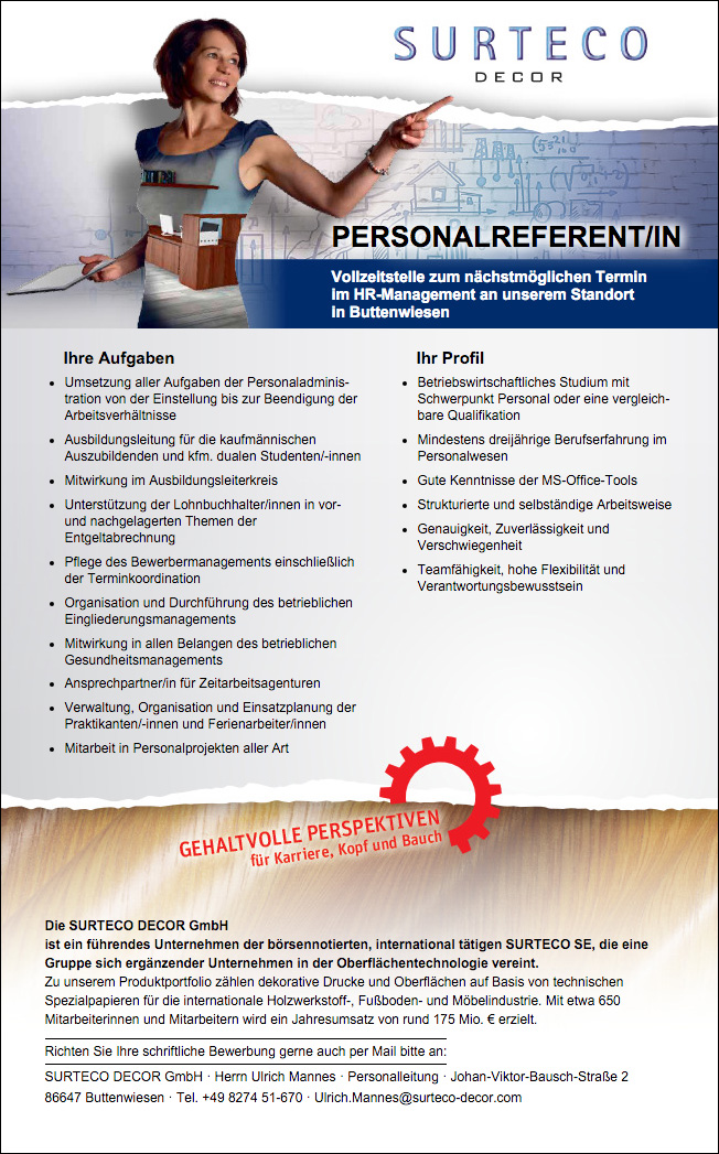 Personalreferent/in - Surteco Decor